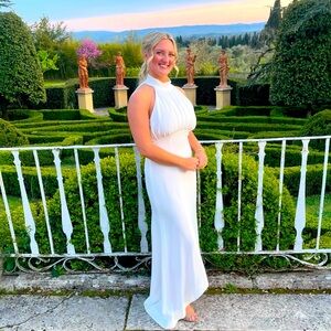 C/MEO Willing Gown in Ivory High-low skirt white halter dress